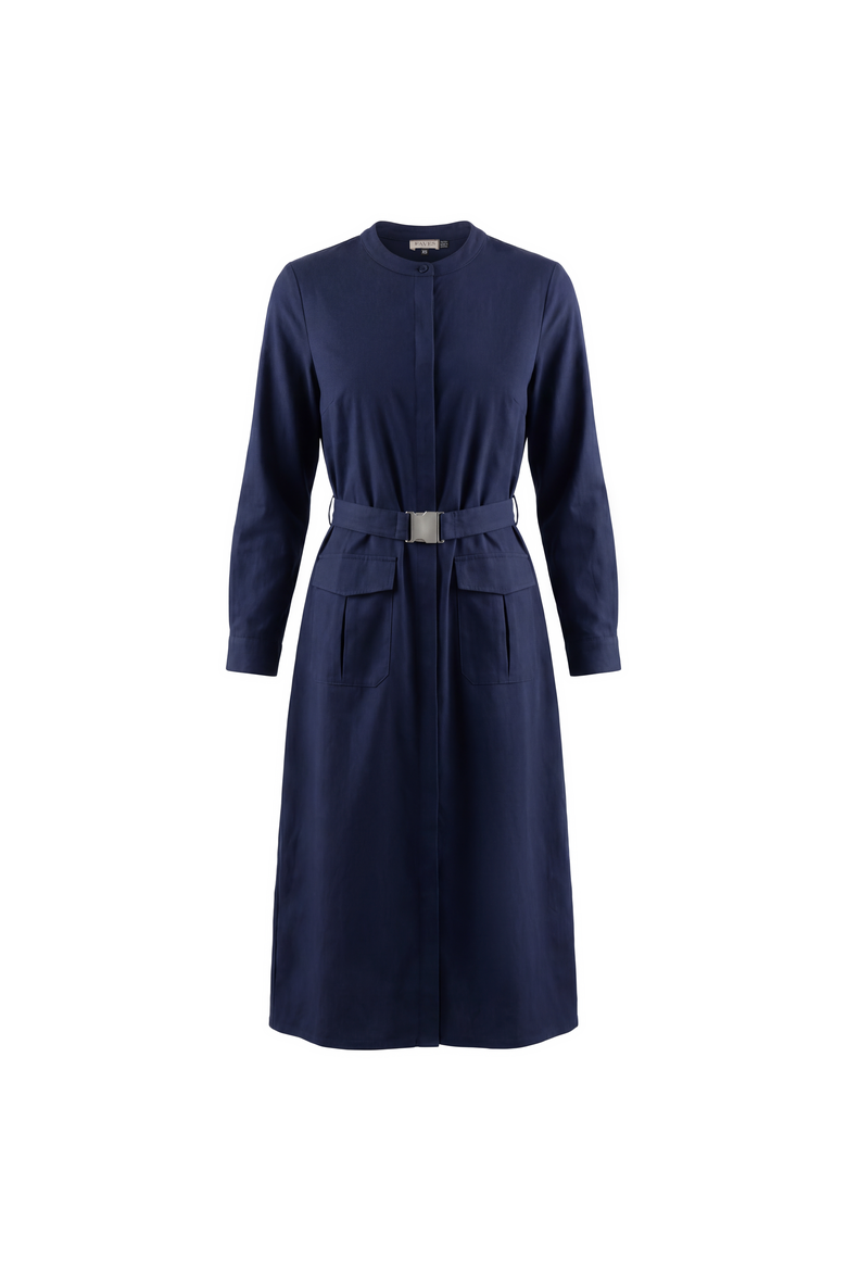 Button-Down Belted Cargo Midi Dress, Main, color, Dusty Blue