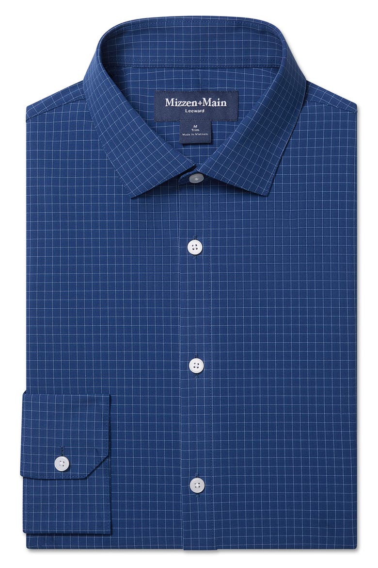 Leeward Trim Fit Midnight Navy Joel Plaid Button-Up Shirt, Alternate, color, MIDNIGHT NAVY JOEL PLAID