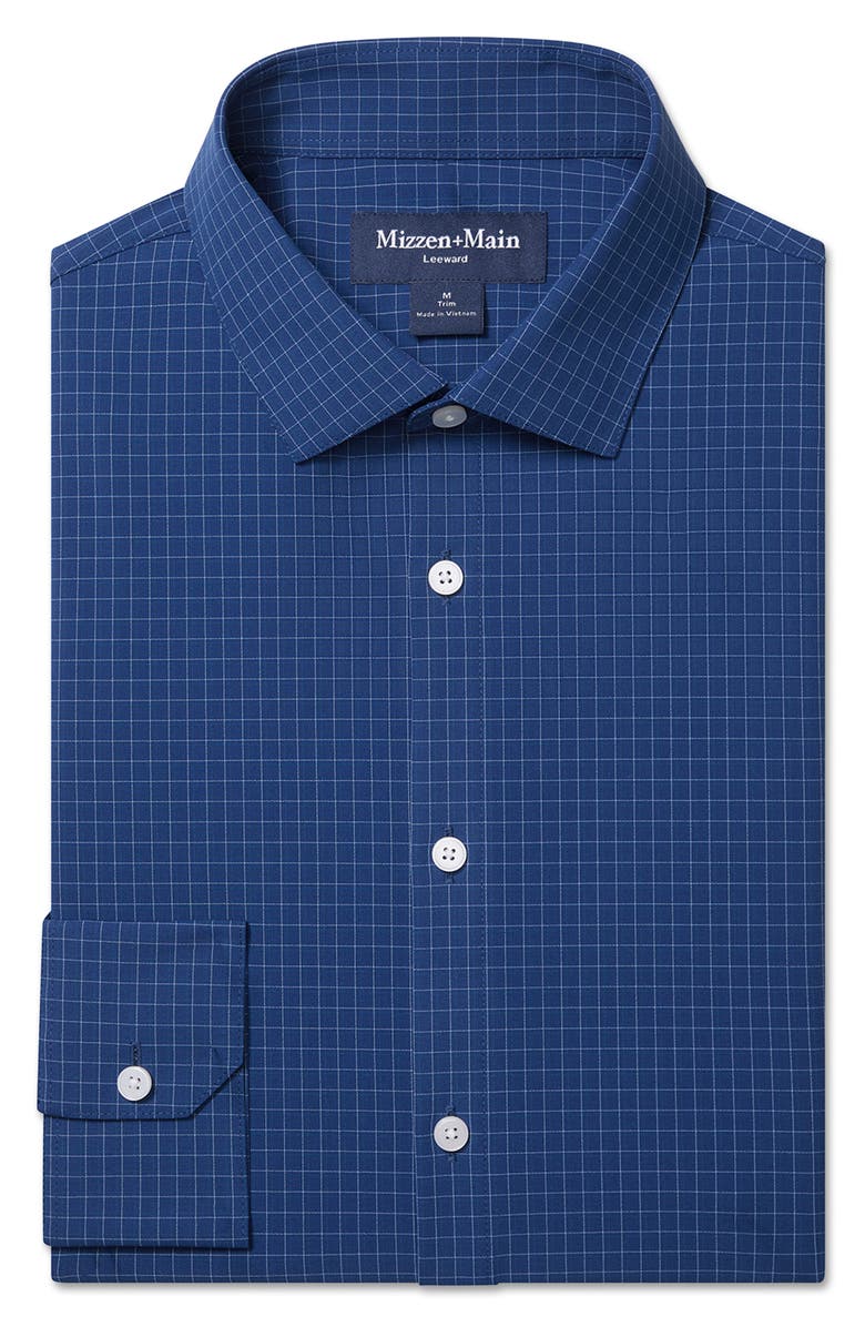 Mizzen+Main Leeward Trim Fit Midnight Navy Joel Plaid Button-Up Shirt, Alternate, color, Midnight Navy Joel Plaid