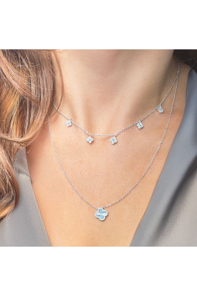 Fluted Gold Diamond Single Clover Necklace, Alternate, color, White Gold