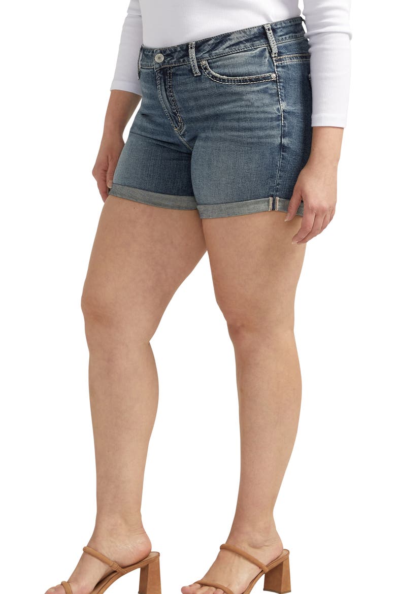 Suki Mid Rise Denim Shorts, Alternate, color, INDIGO