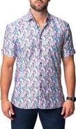 Maceoo Galileo Monkeygum Short Sleeve Contemporary Fit Button-Up Shirt