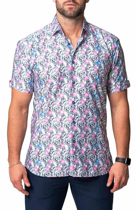 Galileo Monkeygum Short Sleeve Contemporary Fit Button-Up Shirt
