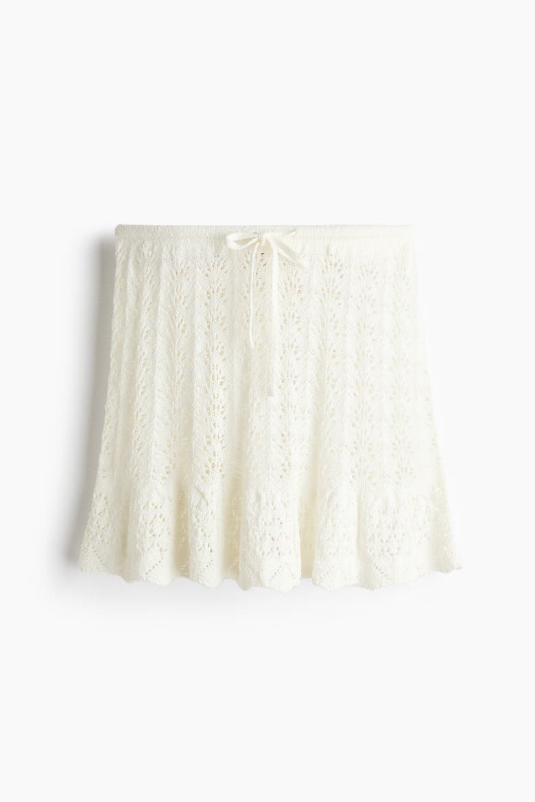 Pointelle-knit Skirt, Alternate, color, White