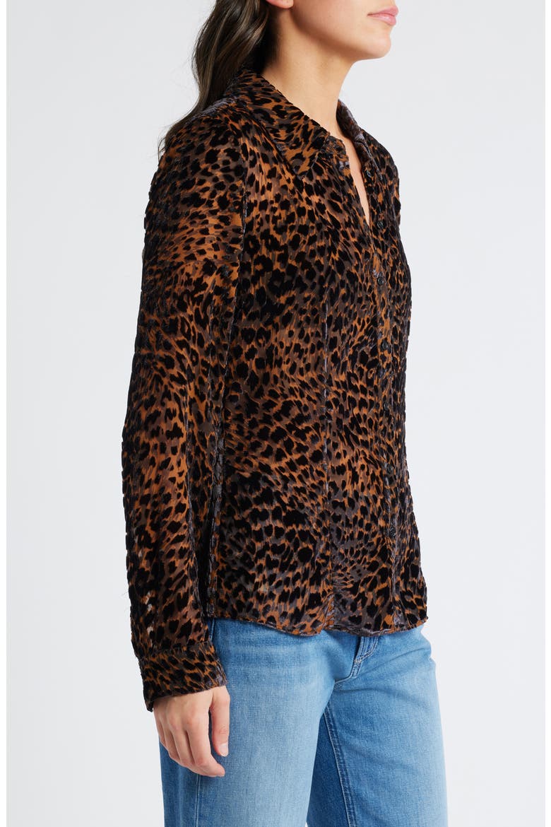Desano Cheetah Velvet Burnout Button-Up Shirt, Alternate, color, LANDSLIDE MULTI