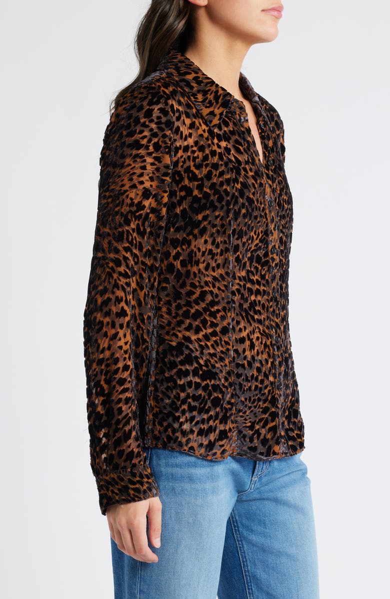 PAIGE Desano Cheetah Velvet Burnout Button-Up Shirt, Alternate, color, Landslide Multi
