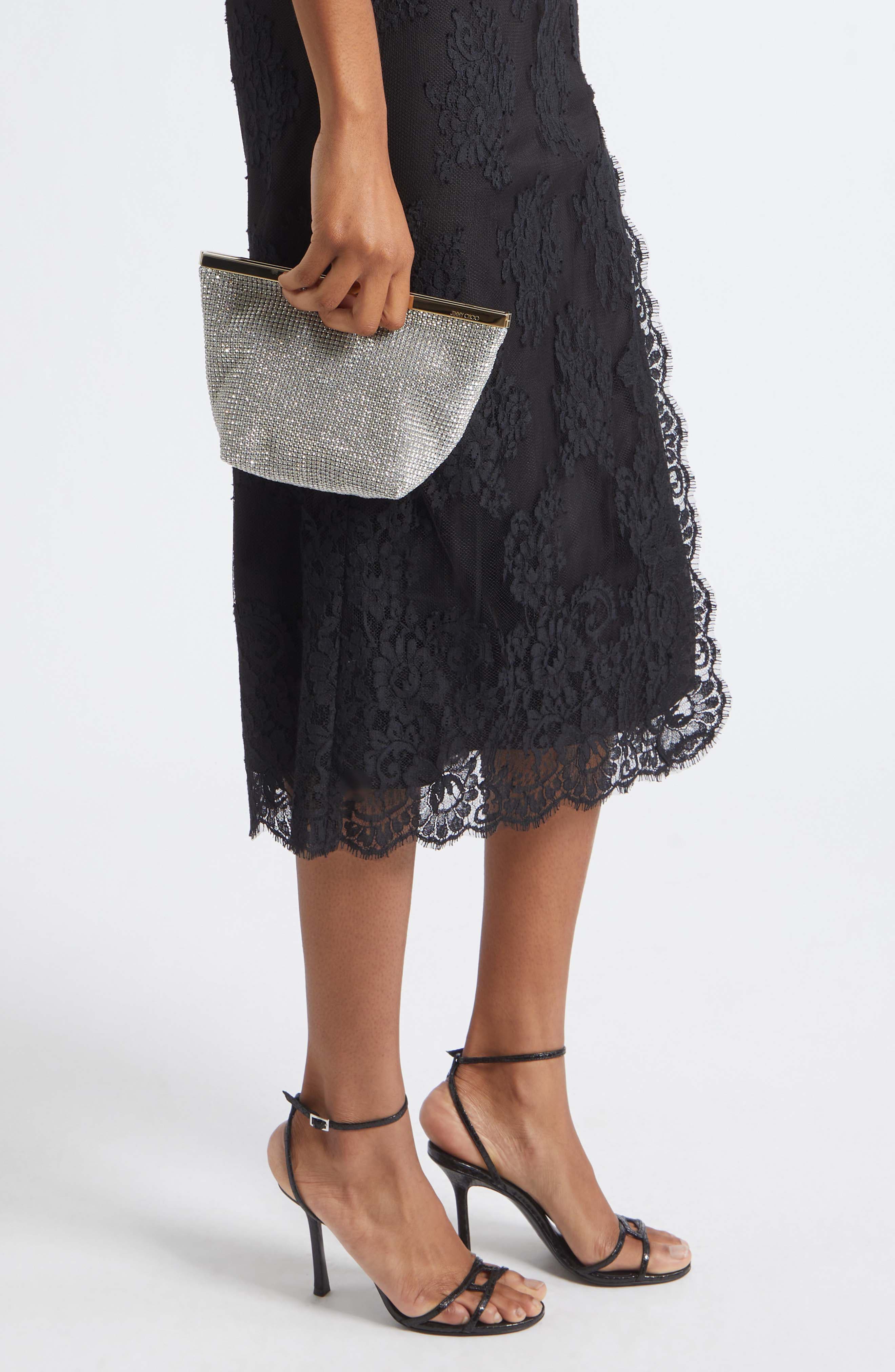 Ganache Crystal Mesh Clutch, Alternate, color, SILVER/ LIGHT GOLD