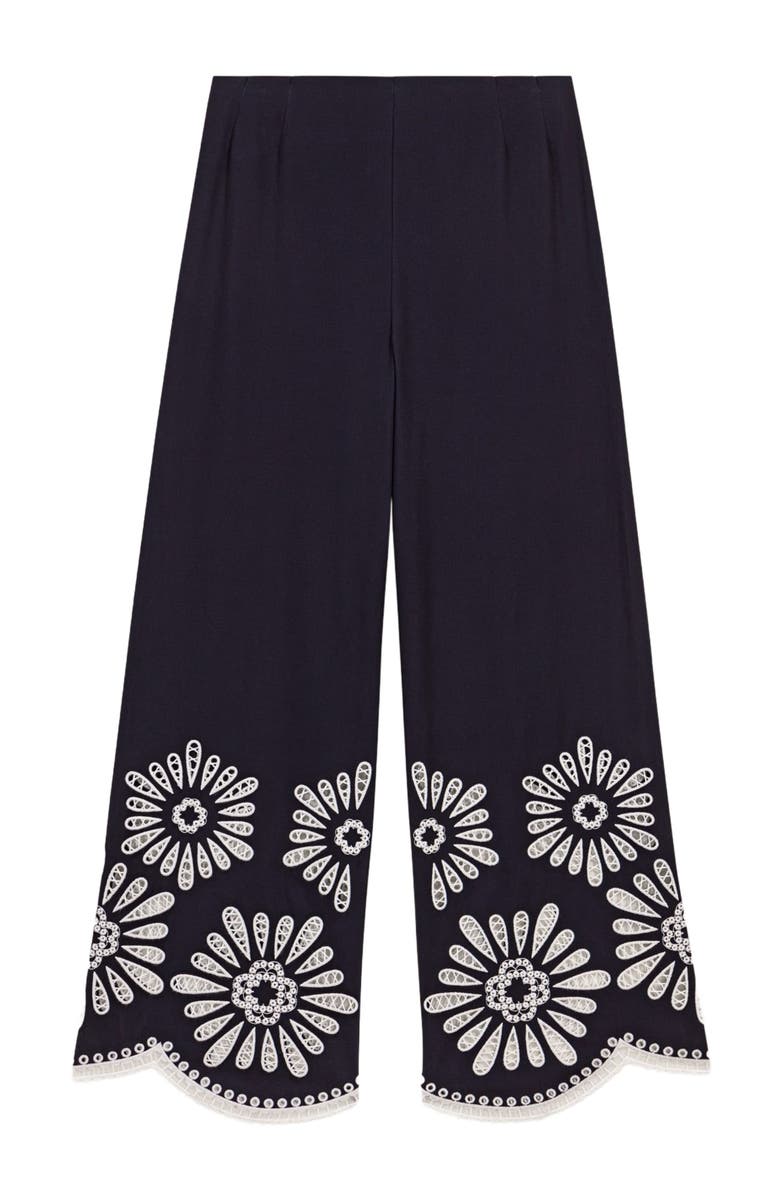 maje Pants with crochet detail, Alternate, color, 
