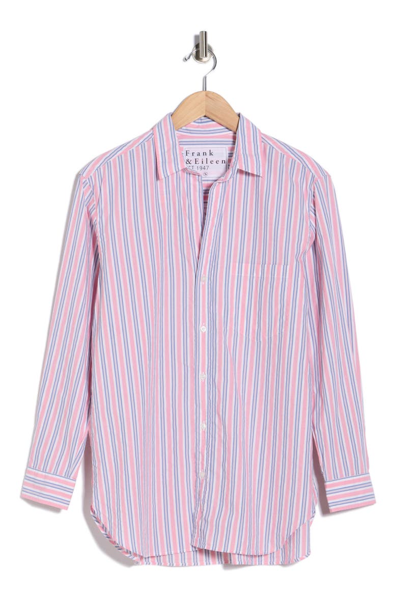 Relaxed Fit Button-Up Shirt, Alternate, color, BLUE CORAL WHITE STRIPE