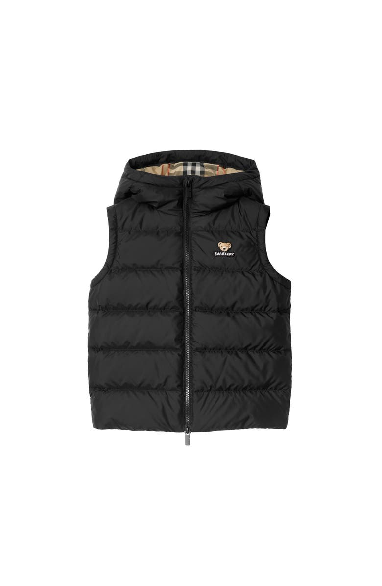Burberry Nylon Hooded Puffer Gilet, Main, color, Black