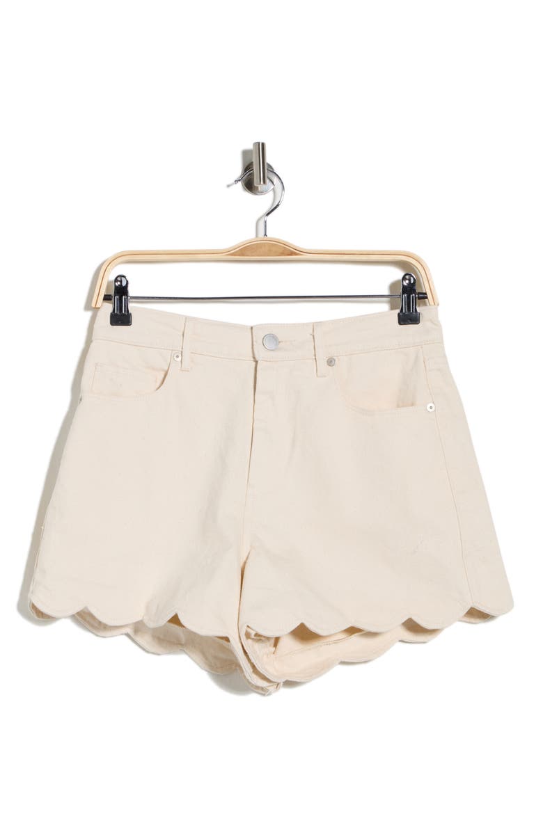 Reeve High Waist Scalloped Denim Shorts, Alternate, color, CREAM TART