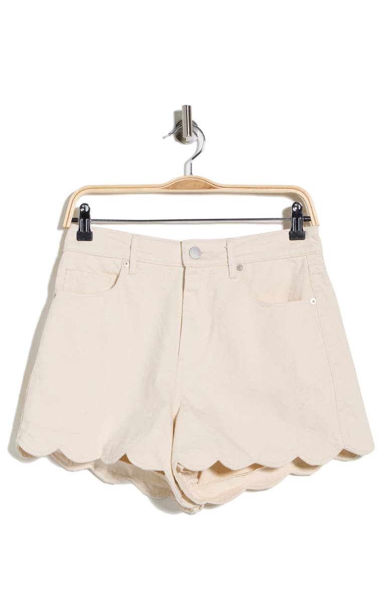 BLANKNYC Reeve High Waist Scalloped Denim Shorts, Main, color, Cream Tart