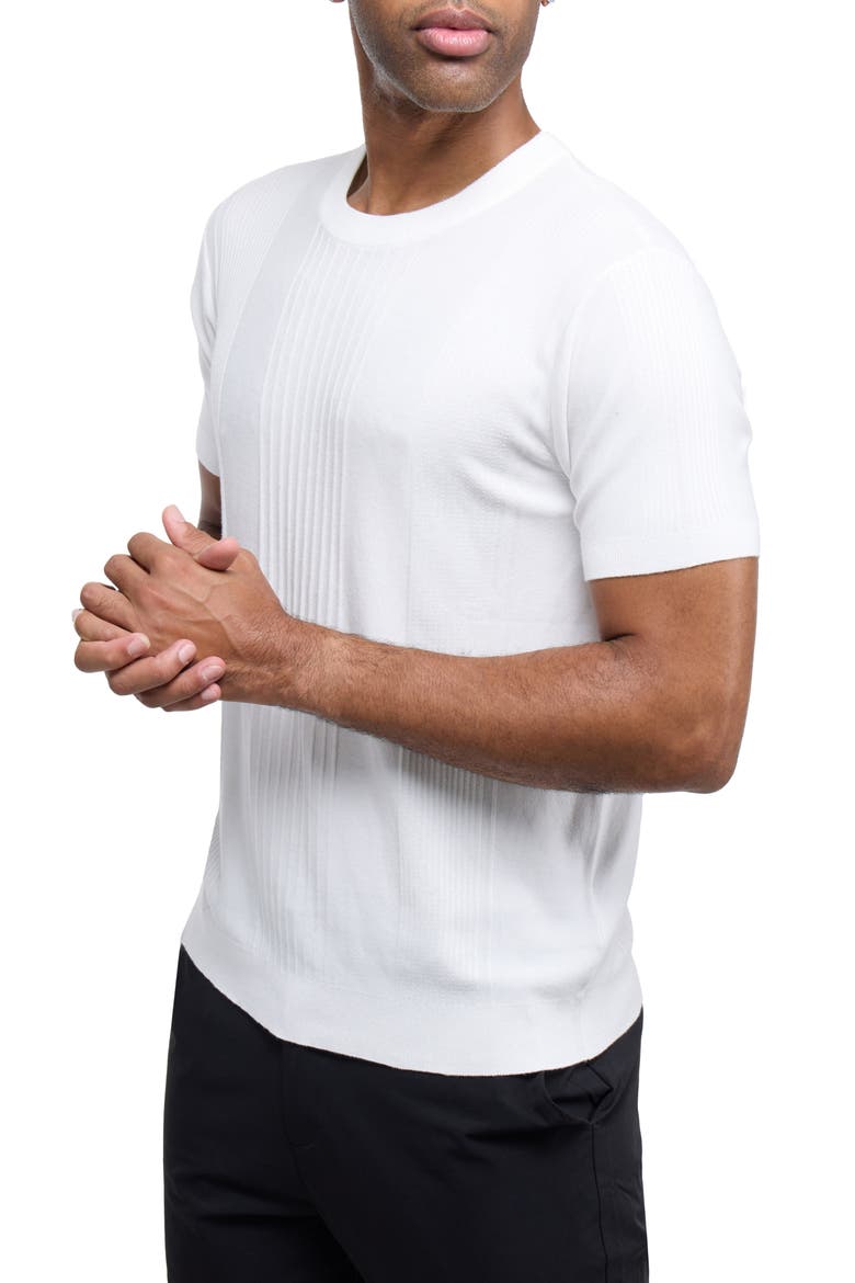 Stripe Short Sleeve Sweater, Alternate, color, OFF WHITE