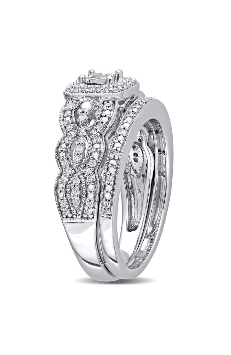 Julianna B. Diamond Princess Vintage Bridal Ring Set, Alternate, color, Sterling Silver