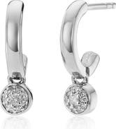Monica Vinader Fiji Tiny Button Diamond Huggie Hoop Earrings