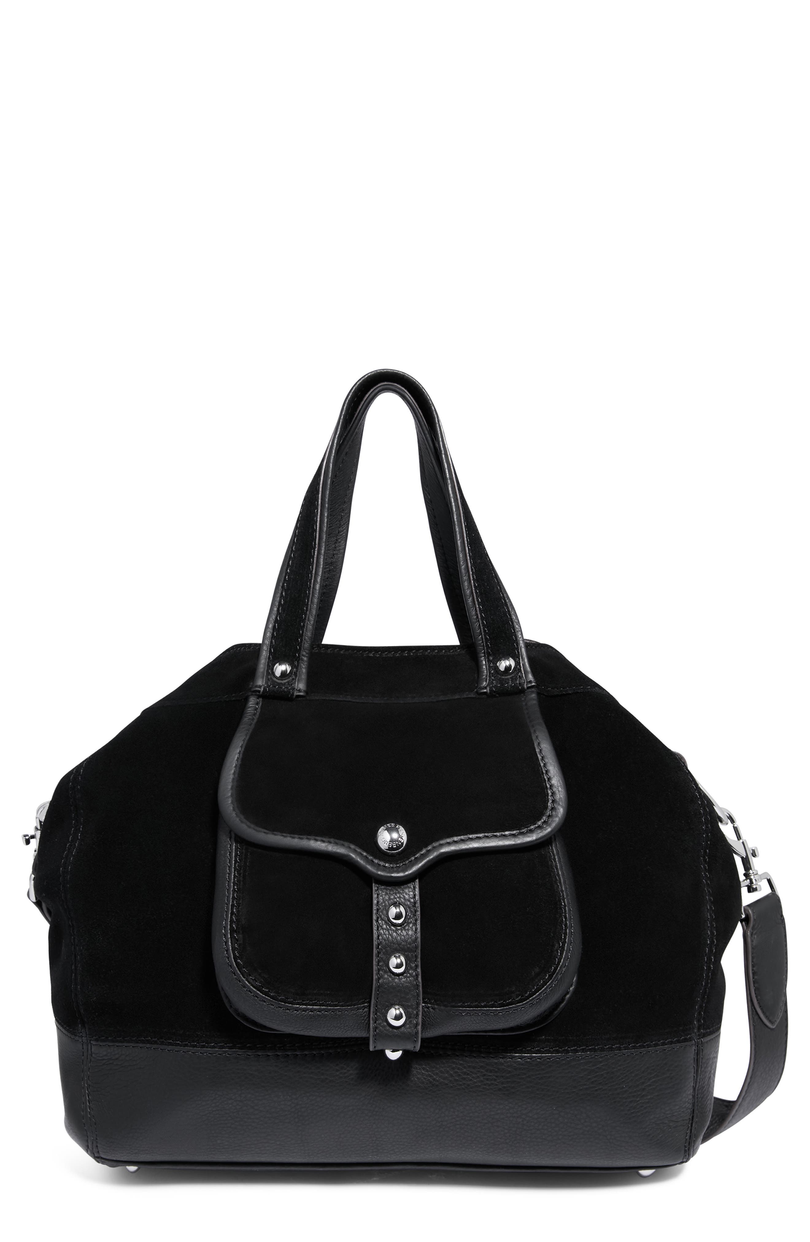 AIMEE Great Escape Convertible Shopper Bag, Main, color, Black Suede
