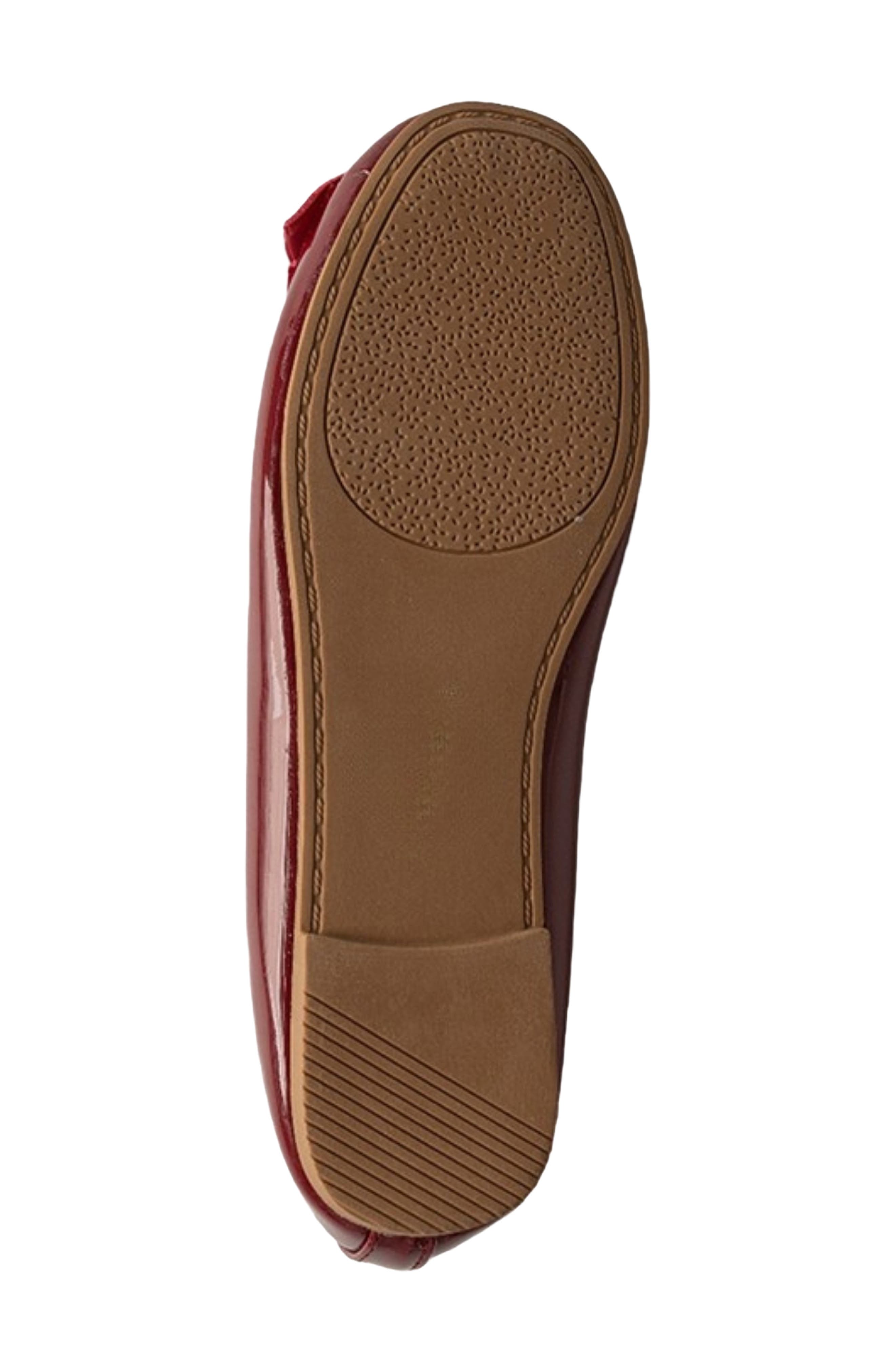 Kids' Patent Flat with Velvet Bow, Alternate, color, BURGUNDY