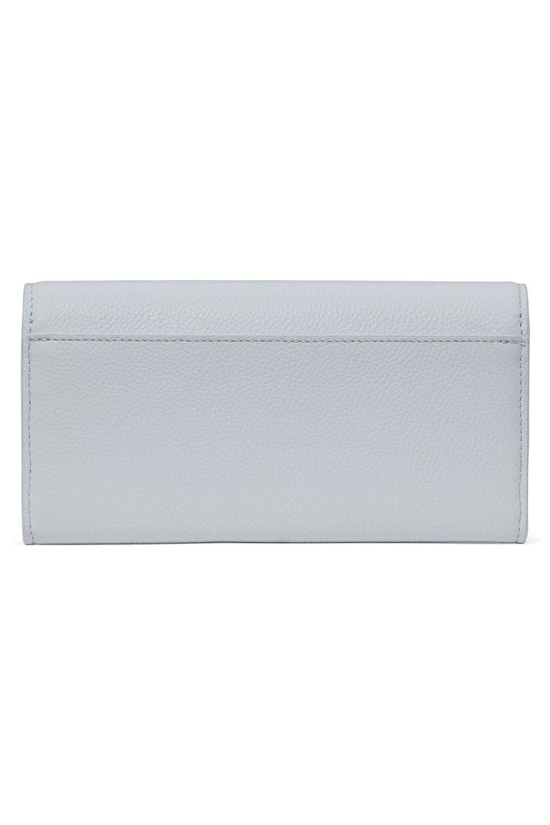 deco large pebbled leather flat wallet, Alternate, color, PALE SAPPHIRINE