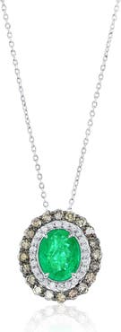 SOUZANA by Suzy Levian 14K Gold 2.43ct Emerald & 0.80cttw Diamond Pendant Necklace