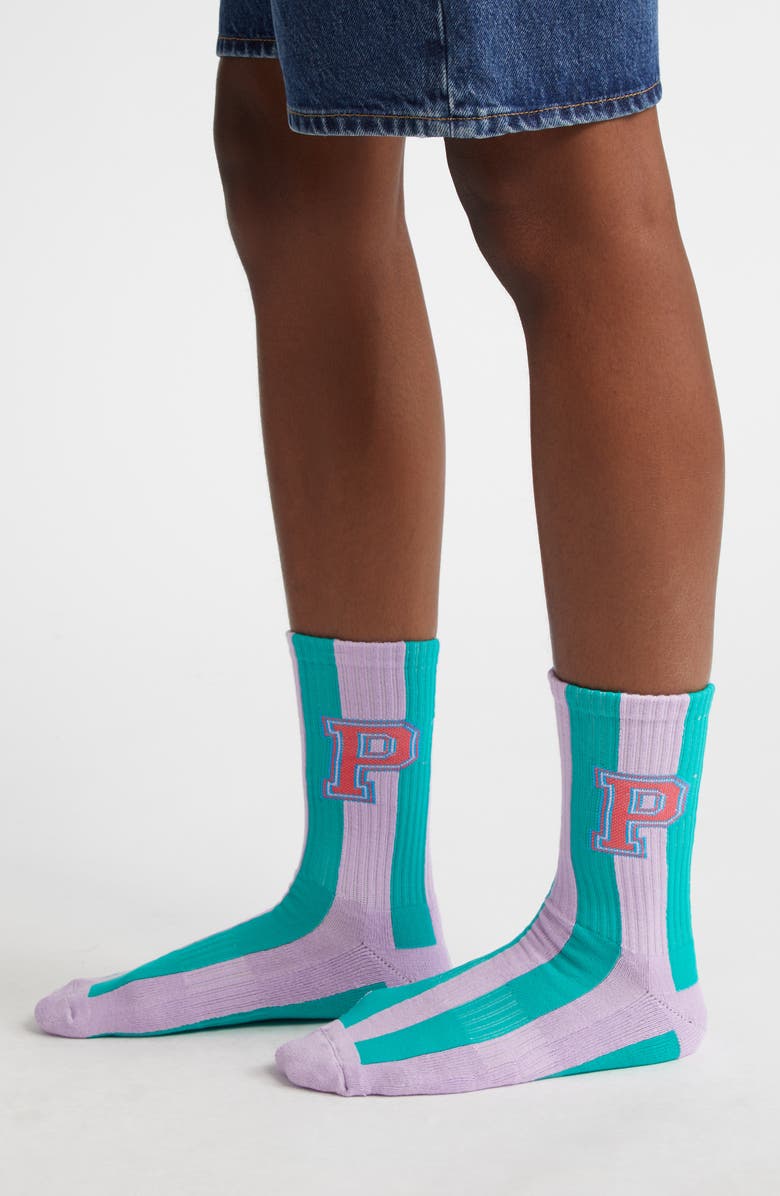 PEA N OLIVE P Varsity Crew Socks, Alternate, color, 