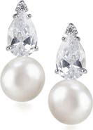 CZ by Kenneth Jay Lane Pear Cubic Zirconia & Drop Imitation Pearl Earrings