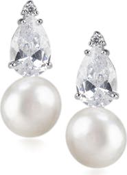 CZ by Kenneth Jay Lane Pear Cubic Zirconia & Drop Imitation Pearl Earrings