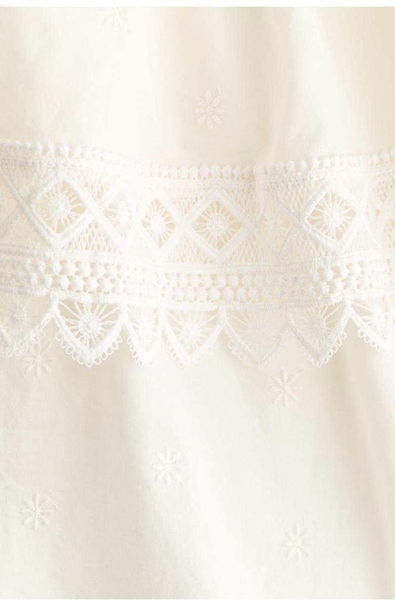 H&M Lace-trimmed Cotton Dress, Alternate, color, Ivory