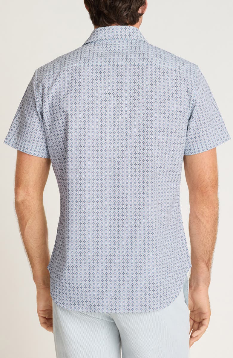 Bonobos Riviera Slim Fit Print Seersucker Short Sleeve Shirt, Alternate, color, White Tile Seersucker