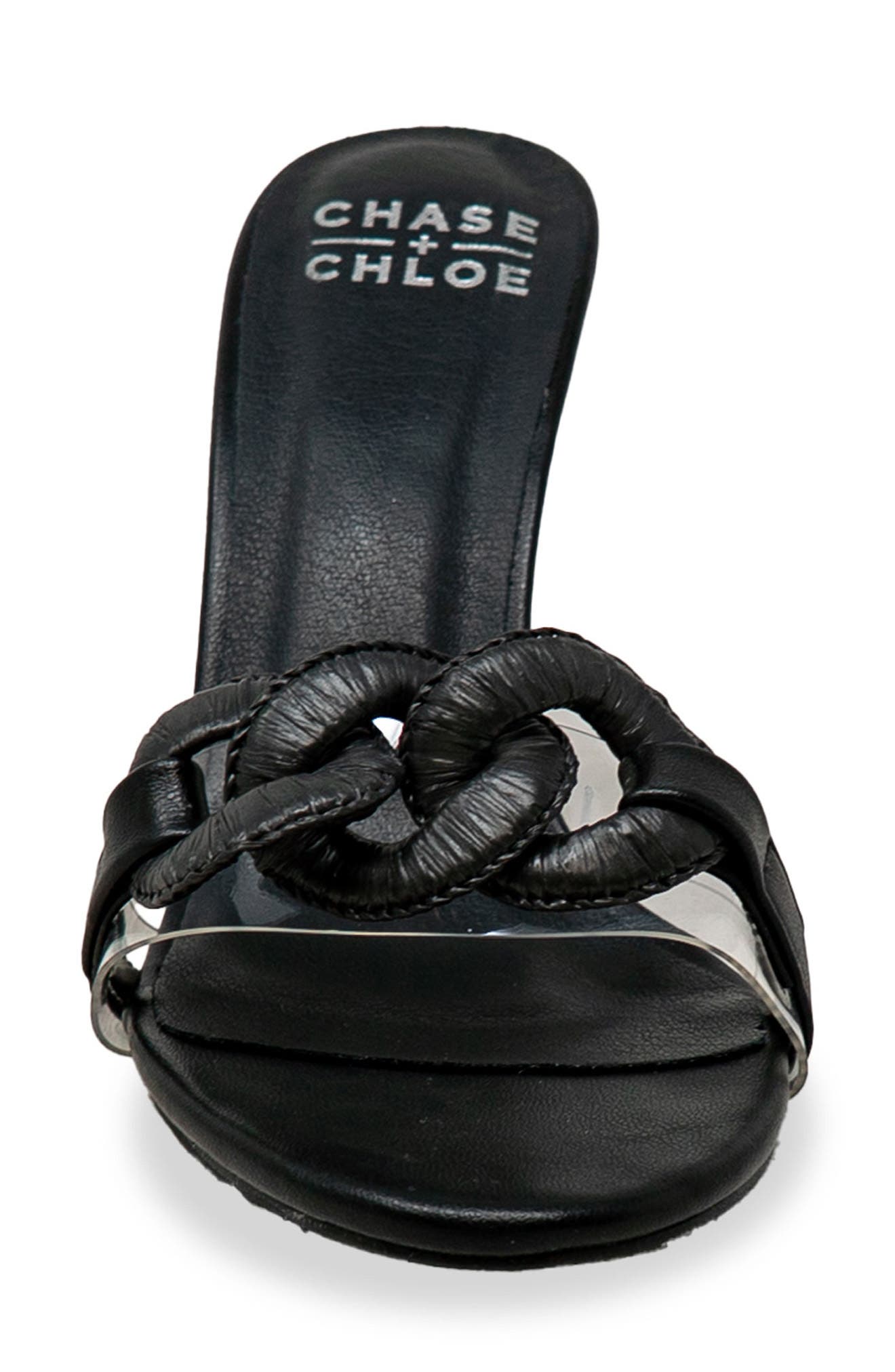 CHASE AND CHLOE Chunky Link Stiletto Mule Sandal, Alternate, color, Black