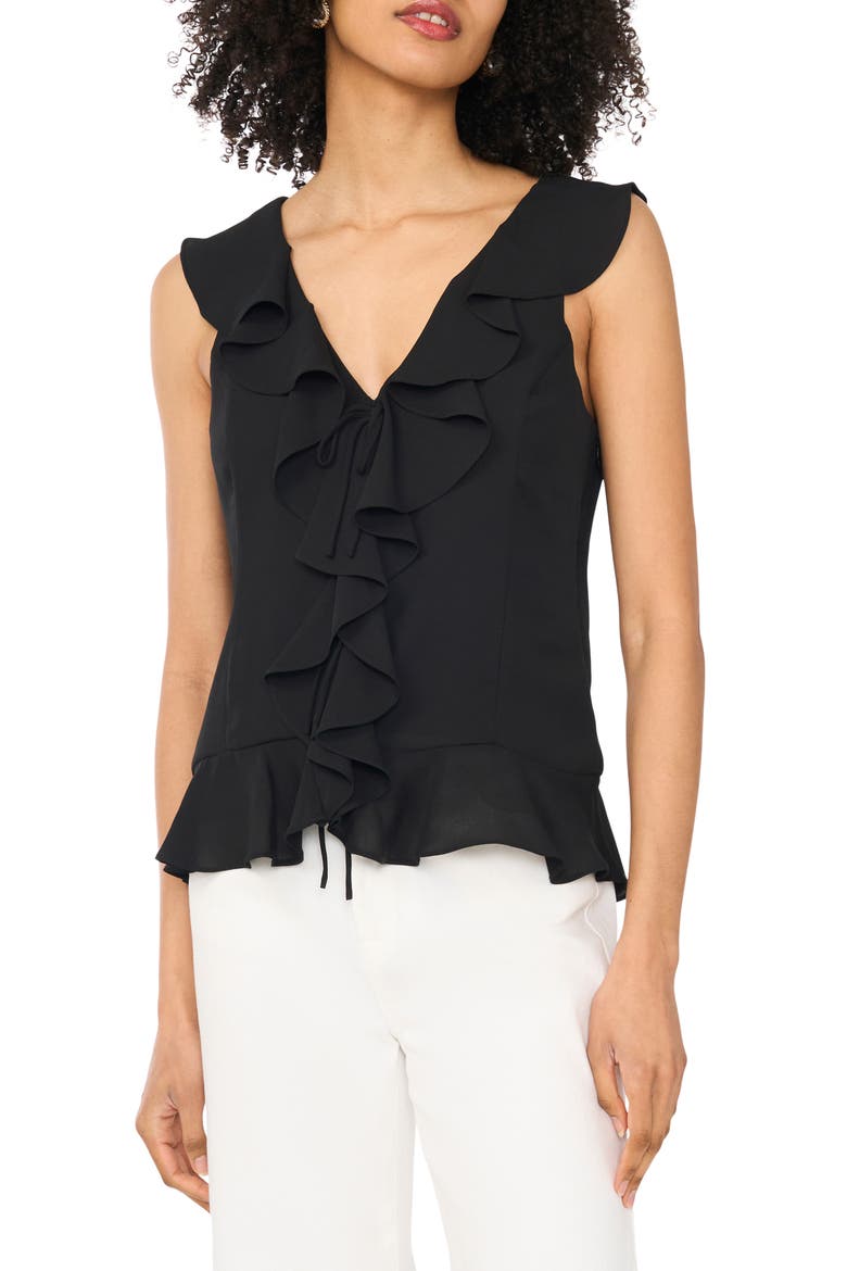 V-Neck Ruffle Top, Main, color, RICH BLACK