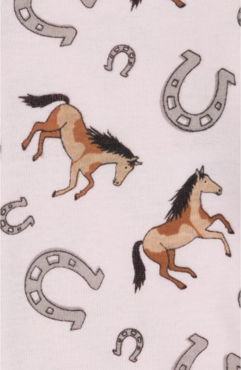 Leveret Kids Footed Printed Cotton Matching Family Pajamas, Coordinated Prints, Alternate, color, Pink Horse