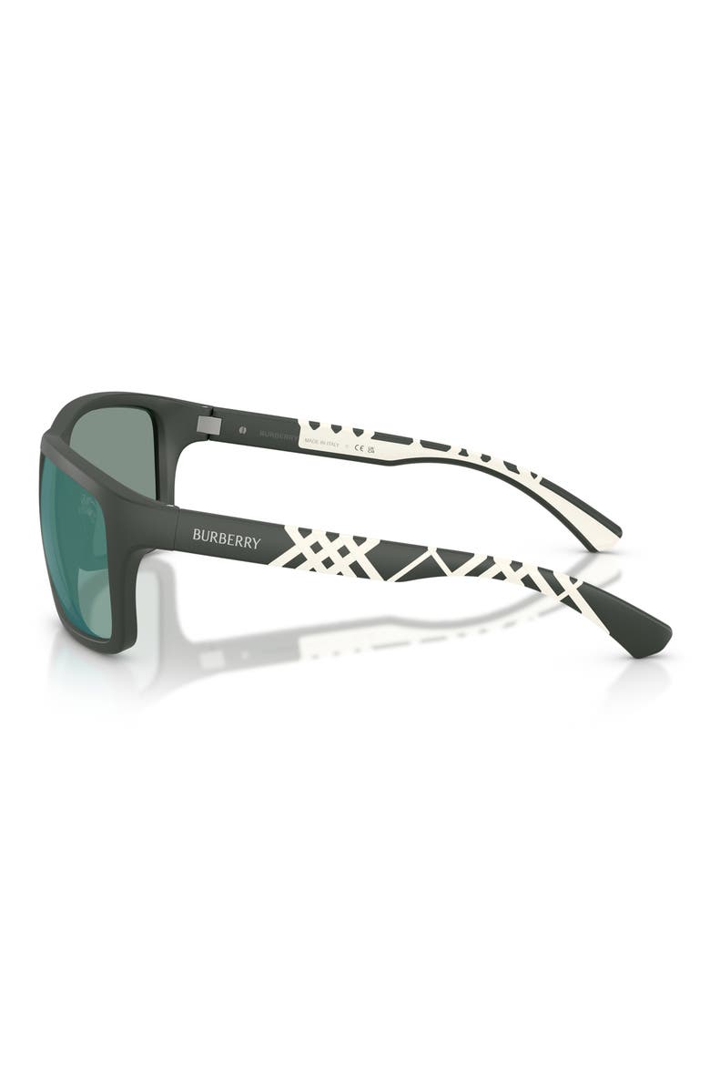 60mm Rectangle Sunglasses, Alternate, color, MATTE GREEN / GREEN PETROL