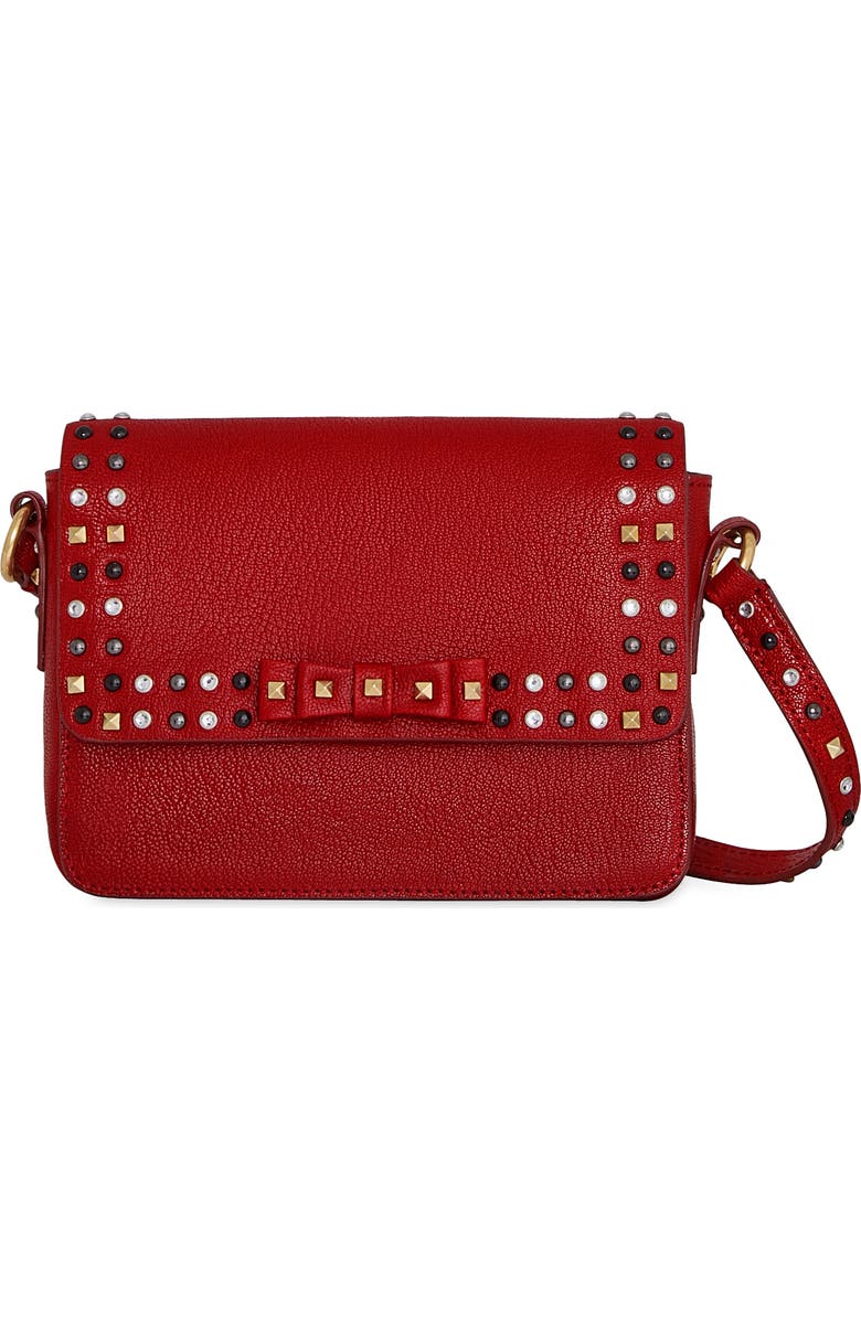 Rebecca Minkoff Bowie Stud Leather Crossbody Bag, Main, color, Siren