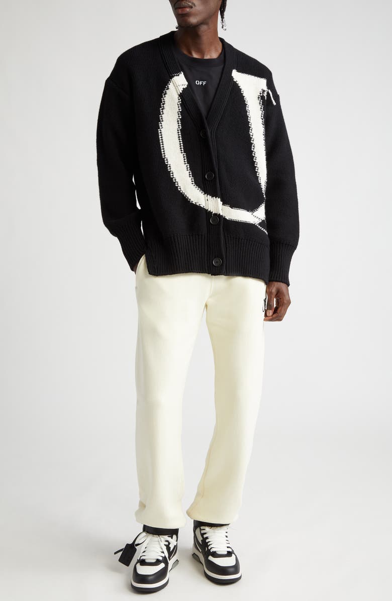 Off-White Flocked Logo Cotton Joggers, Main, color, 