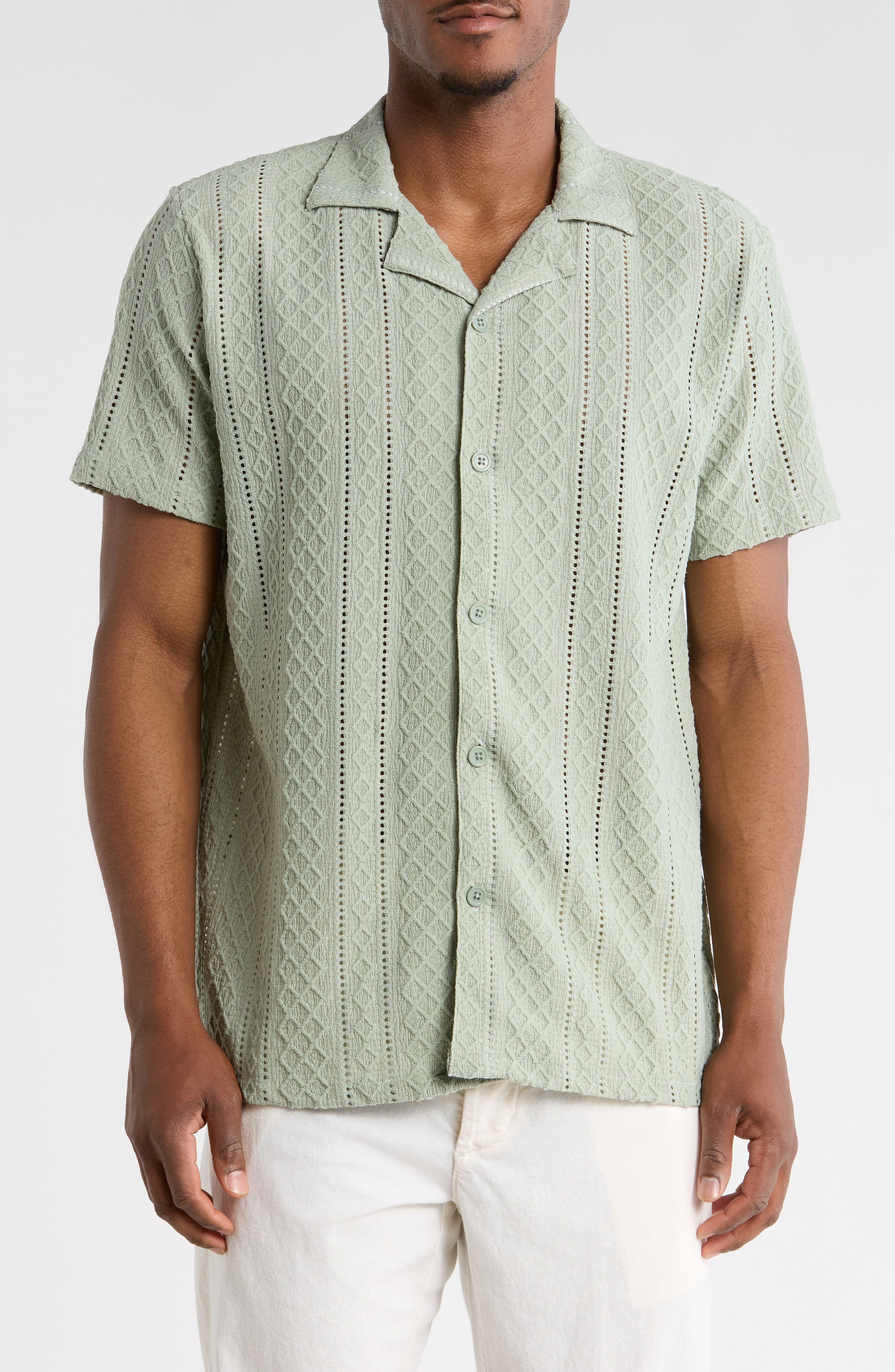 T.R. PREMIUM Modern Fit Textured Camp Shirt