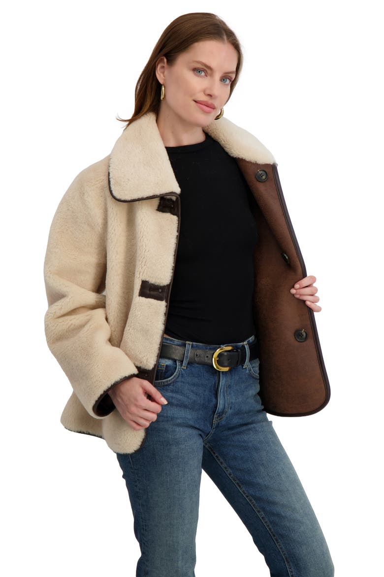 Kai Reversible Faux Shearling Jacket, Alternate, color, LIGHT BEIGE