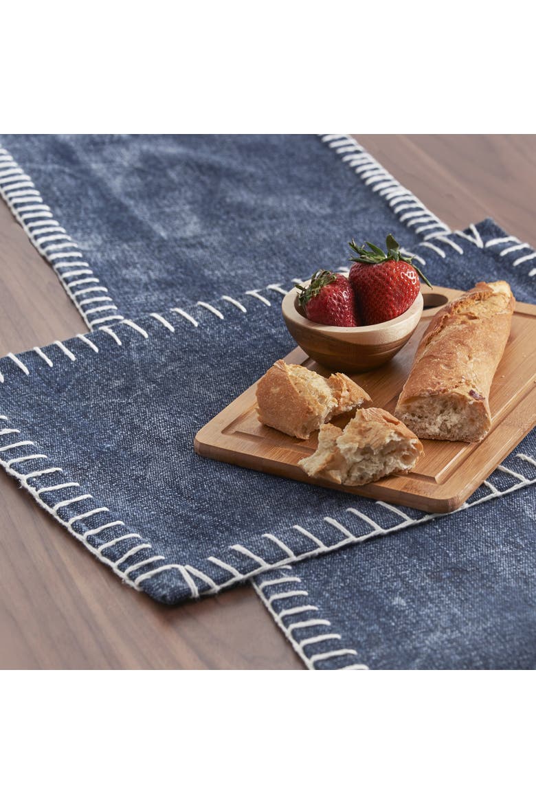 Carter Stitching Placemats Set of 4 14" x 20", Alternate, color, Blue