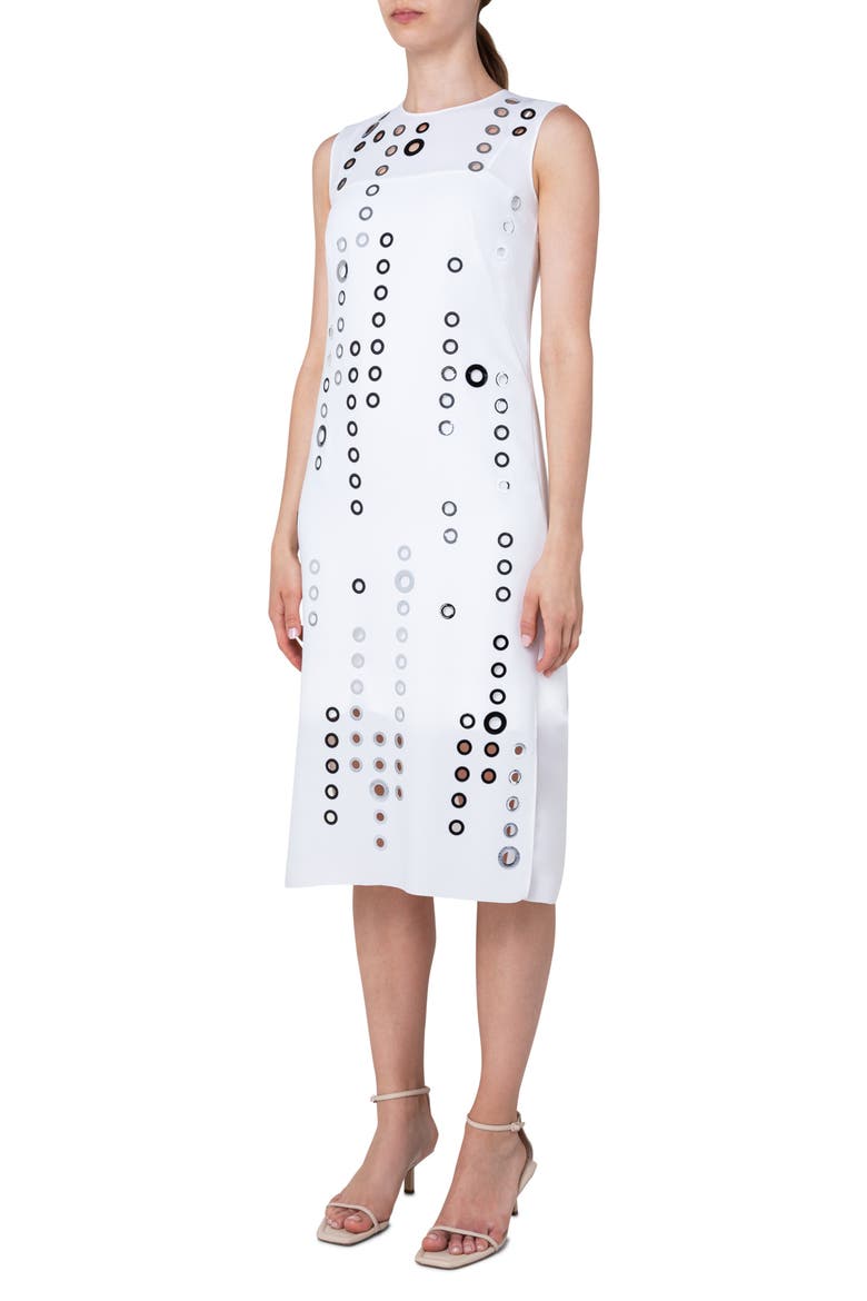 Circle Cutout Midi Dress, Alternate, color, CREAM-SILVER