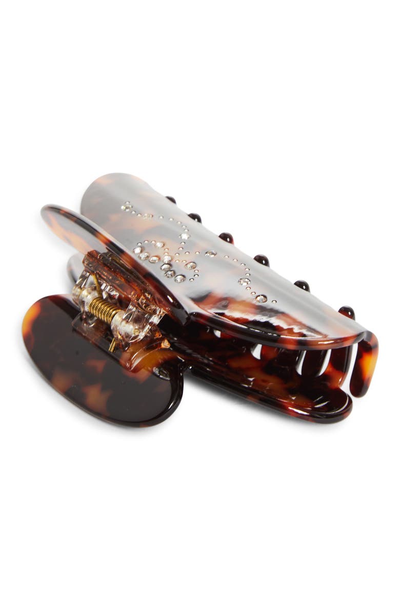 Princess Crystal Embellished Claw Clip, Alternate, color, TORTOISE SHELL