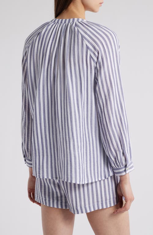 Rails Brielle Stripe Organic Cotton Gauze Tie Neck Top In Admiral Stripe