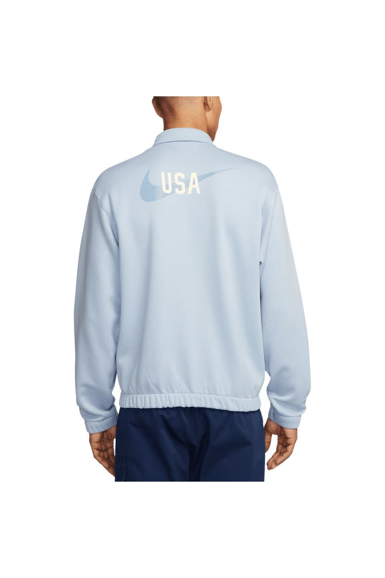 Men's Nike Light Blue USMNT Club Fleece Harrington Full-Zip Jacket, Alternate, color, Light Blue