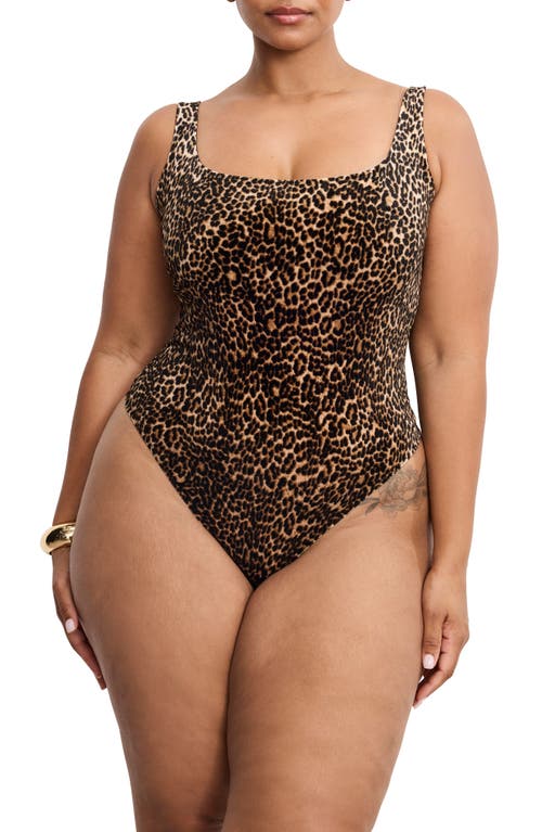 Good American Modern Tank Velvet Bodysuit In Brown