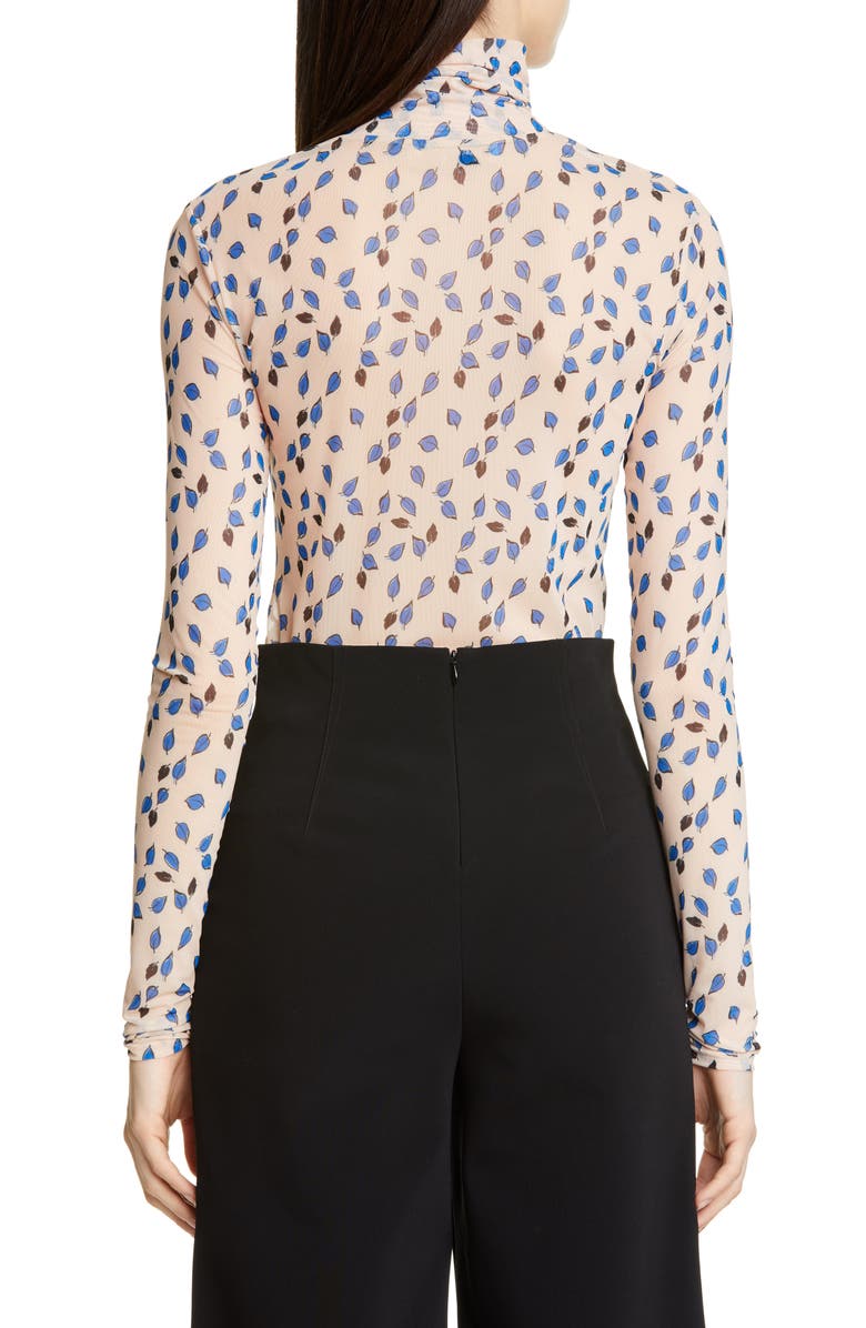 Yigal Azrouël Falling Leaf Print Mesh Top, Alternate, color, Blush Multi