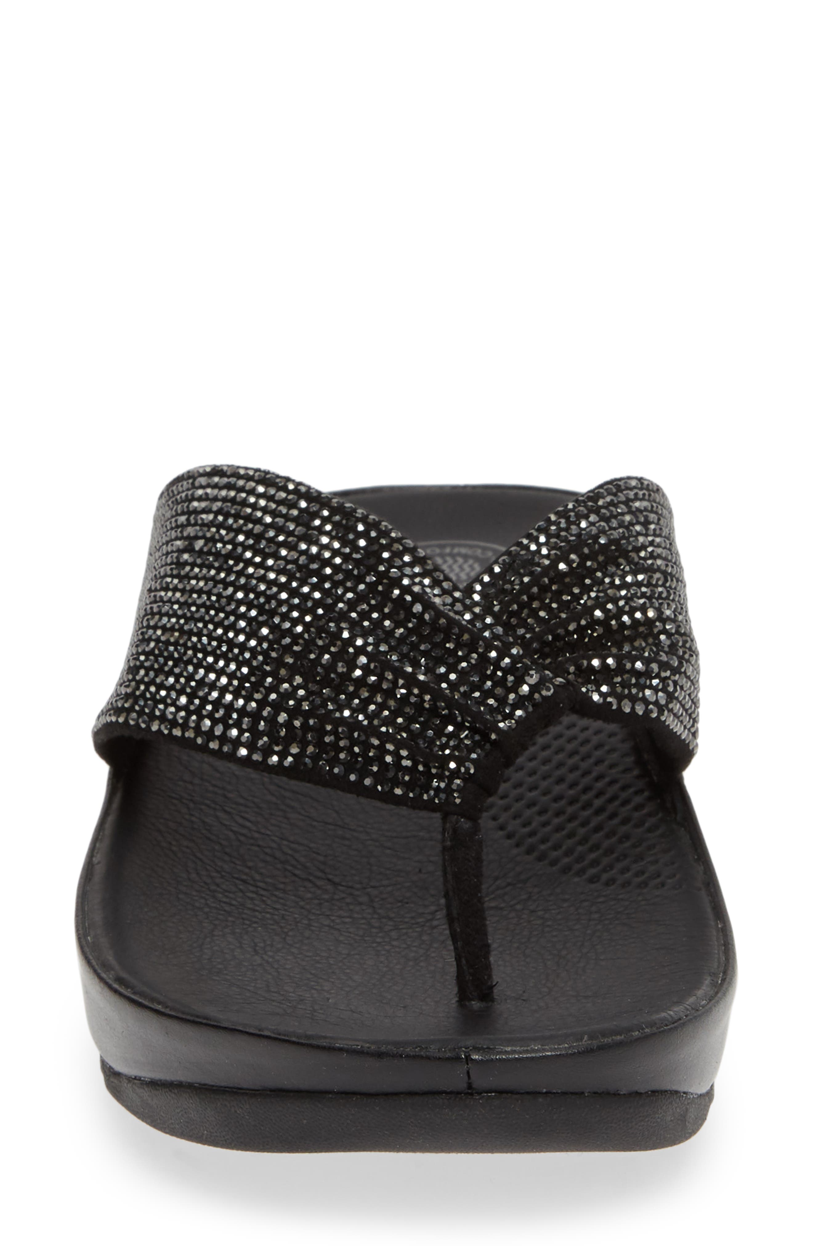 FitFlop Twiss Crystal Flip Flop, Alternate, color, Black