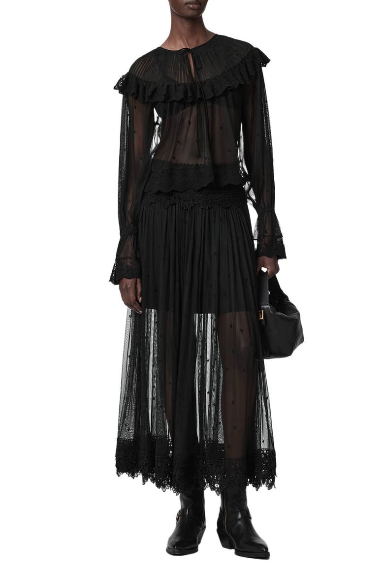 Trixie Lace Maxi Skirt, Alternate, color, JET BLACK