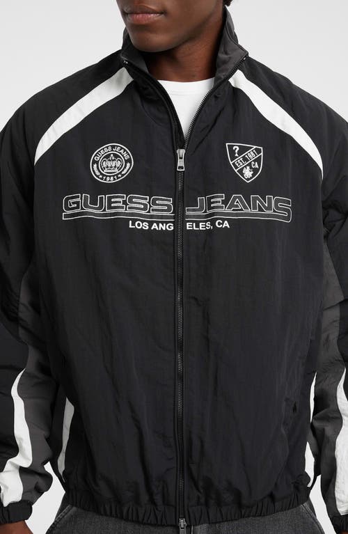 Guess Jeans Logo Wind Breaker Jacket In Black