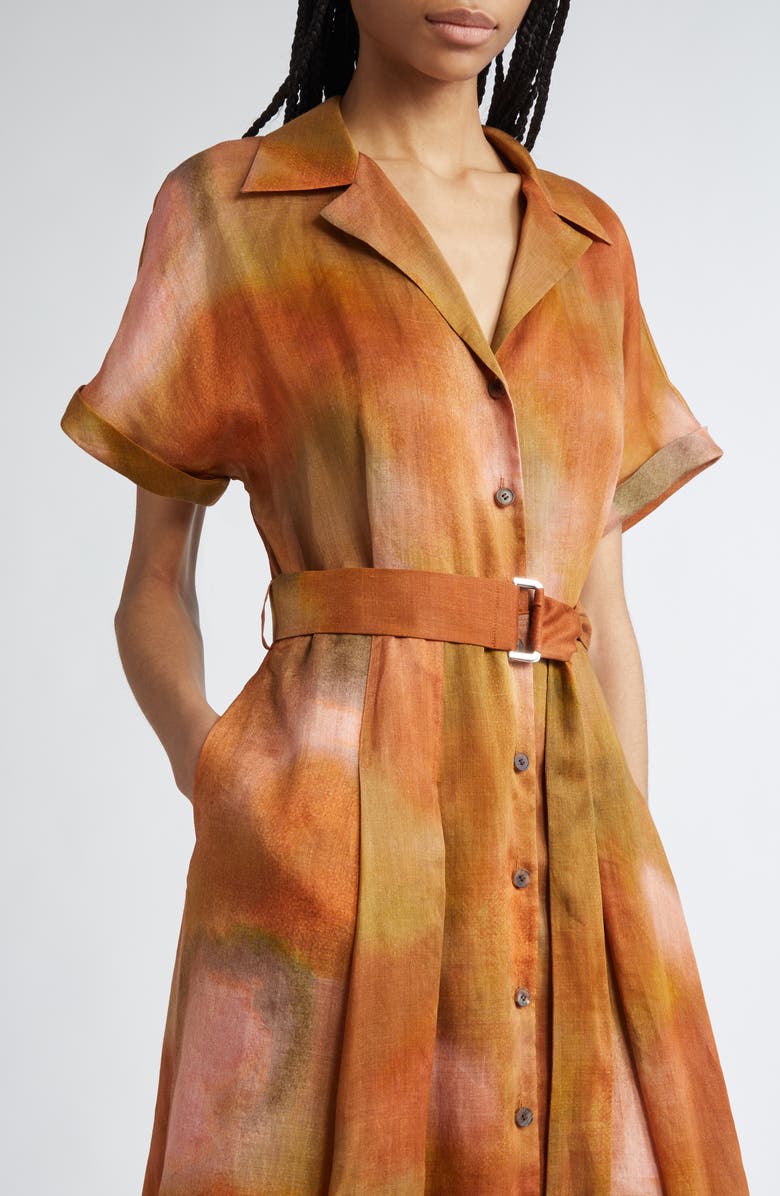 Lafayette 148 New York Pastel Print Belted Voile Shirtdress, Alternate, color, 