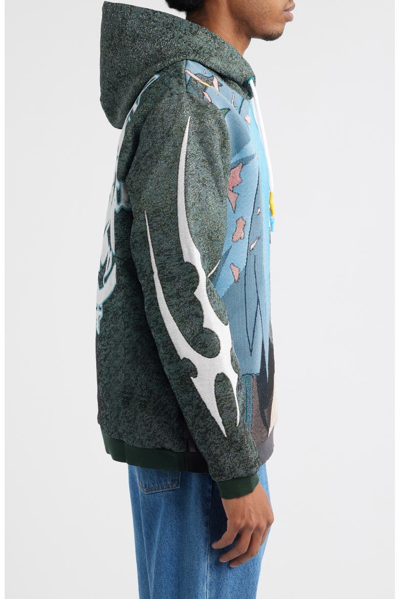 Narutu vs. Sasuke Jacquard Graphic Hoodie, Alternate, color, GRAY