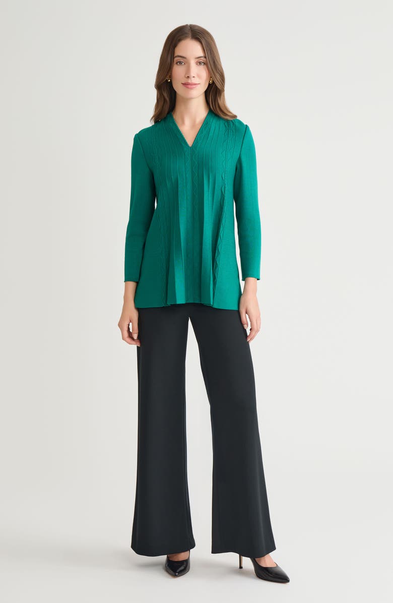 Ming Wang Tonal Multi-Stitch Flared Soft Knit Tunic, Alternate, color, Everest