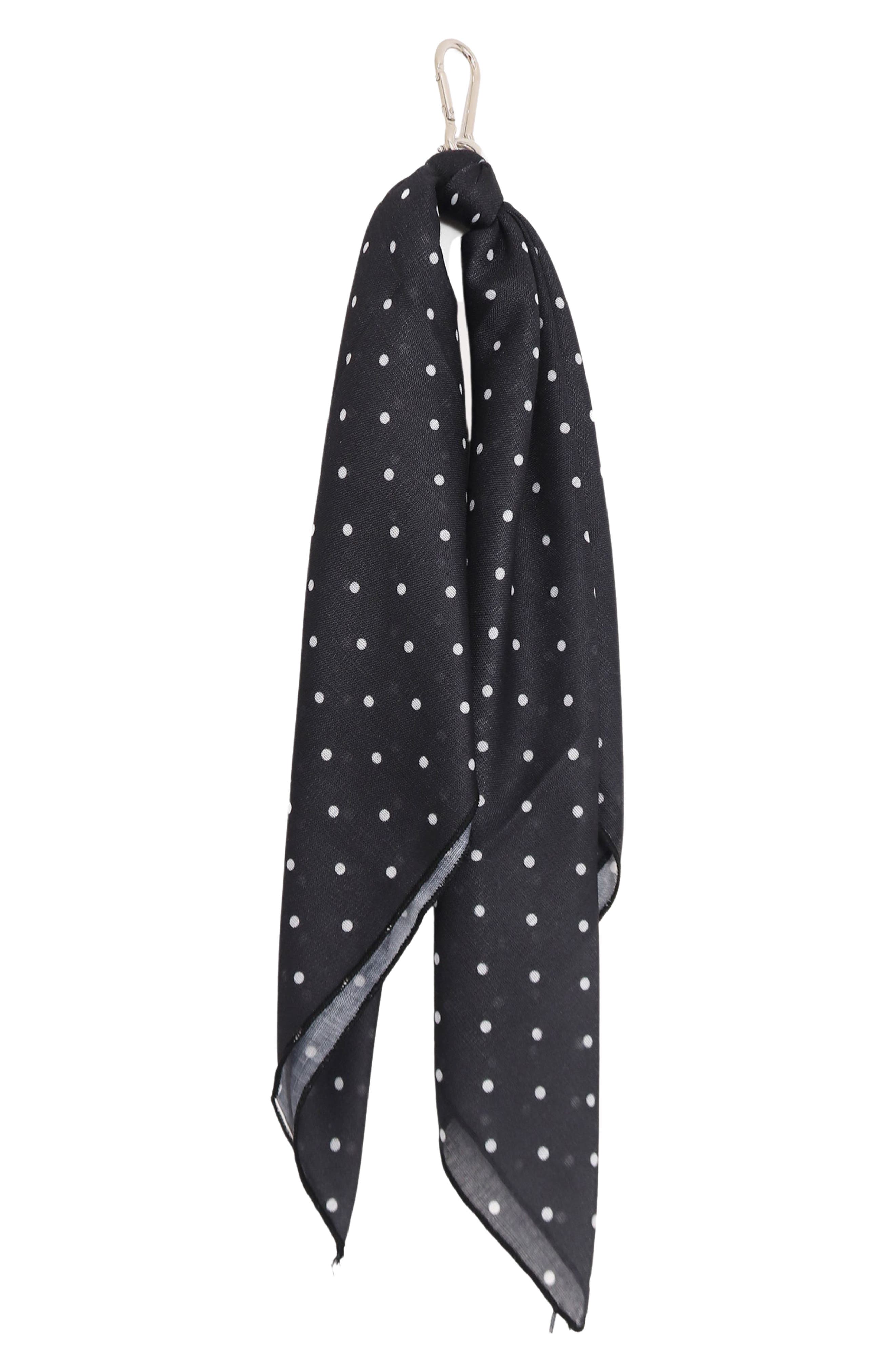 Polka Dot Scarf Key Chain, Main, color, BLACK